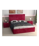 Pat Tapitat Luca Rosu + Saltea Lux Ortopedica + Noptiere Tapitate 160x200cm