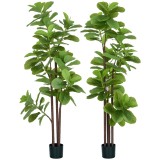 HOMCOM Set de 2 plante artificiale Figuier &agrave; feuilles de violon Ficus Lyrata &icirc;nălțime 180cm cu ghiveci | Aosom Romania