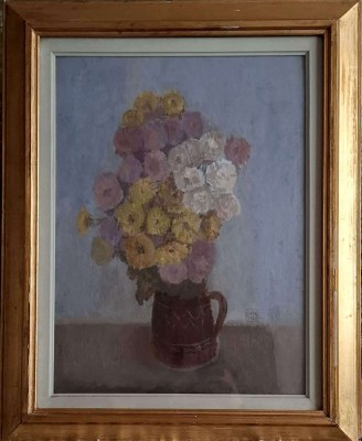 Gheorghe ŞARU (1920-2003)-Cană cu flori (1973), pictură &amp;icirc;n ulei, licitată foto