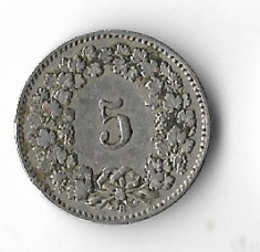 Moneda 5 rappen 1906 - Elvetia foto