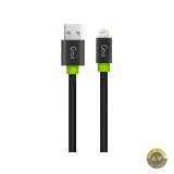 Cablu Date si Incarcare USB-A - Lightning Goui Fashion Flat 18W 1m Negru G-LC8PINFBF-K