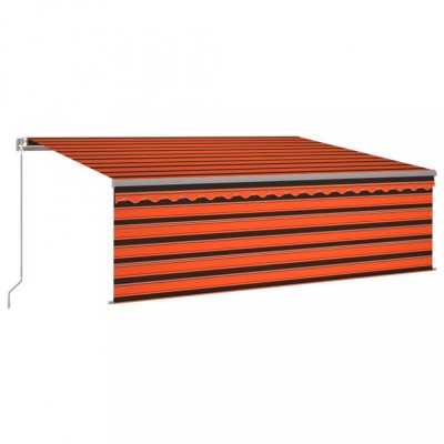 Copertina retractabila manual cu stor&amp;amp;LED portocaliu&amp;amp;maro 4x3 m foto