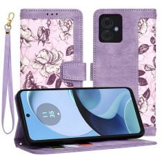 Husa Tip Carte Motorola Moto G14 cu Flip Magnetic Mov cu Flori TFC foto
