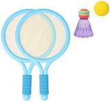 Set 2 rachete badminton albastre cu fluturas si minge, Oem