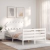 Gossi cadru de pat cu tablie, alb, 120x200 cm, lemn masiv