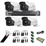 Kit supraveghere video 4 camere 8MP 4 in 1 IR 60m, DVR 4 canale 4K 8MP, accesorii SafetyGuard Surveillance, HIKVISION