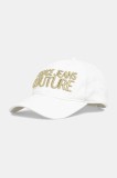 Versace Jeans Couture șapcă de baseball din bumbac femei, culoarea alb, cu imprimeu, 78HAZK32 ZG365