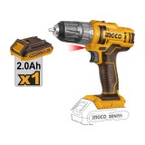 Cumpara ieftin Masina de insurubat Bormasina 20V INGCO CDLI20051E, 45Nm, 15+1 trepte, Acumulator 2Ah, Mandrina 0.8-10mm