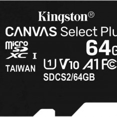 Card de memorie MicroSD Kingston Canvas Select Plus, 64GB, UHS-I, Class 10