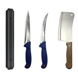 Cumpara ieftin Set cutite profesionale de macelarie, injunghiat, transat, filetat, dezosat, suport magnetic, satar, 2 cutite