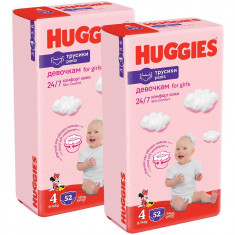 Pachet Scutece chilotel Huggies Pants Mega Pack 4, Girl, 9-14 kg, 104 buc