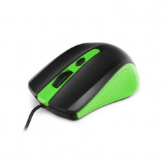 Mouse optic Omega, 1000 dpi, USB, 3 butoane, cablu 125 cm, Negru/Verde foto