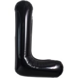 Balon folie metalizata litera l, flippy, 40 cm, umflati cu heliu sau aer, ambalaj individual, pai inclus, negru