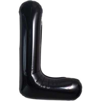 Balon folie metalizata litera l, flippy, 40 cm, umflati cu heliu sau aer, ambalaj individual, pai inclus, negru foto
