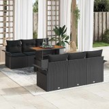 vidaXL Set de canapele pentru grădină 7 pcs Negru Rattan poli