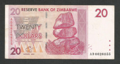 ZIMBABWE 20 DOLARI DOLLARS 2007 [1] P-68 , XF+ foto