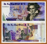 !!! DE LA RUE GIORI - TEST NOTE = BEETHOVEN - UNC / SPECIMEN / SERIE NEAGRA