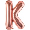 Balon folie metalizata litera k, flippy, 80 cm, umflati cu heliu sau aer, ambalaj individual, pai inclus, rose gold