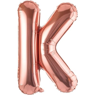 Balon folie metalizata litera k, flippy, 80 cm, umflati cu heliu sau aer, ambalaj individual, pai inclus, rose gold foto