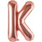 Balon folie metalizata litera k, flippy, 80 cm, umflati cu heliu sau aer, ambalaj individual, pai inclus, rose gold