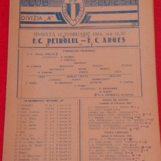 Program meci fotbal PETROLUL PLOIESTI - FC ARGES PITESTI (18.02.1984)