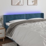 VidaXL Tăblie de pat cu LED, albastru &icirc;nchis, 163x16x78/88 cm, catifea