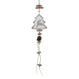 Ornament Brad Crăciun, Model Lemn, Culoare Alb și Maro, 9x30cm, Oem