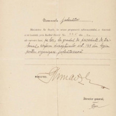 Document semnat olograf de ministrul George Mârzescu din anul 1925