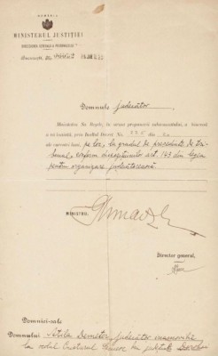 Document semnat olograf de ministrul George M&amp;acirc;rzescu din anul 1925 foto