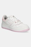 Tommy Jeans sneakers RETRO BASKET WASHED SUEDE femei, culoarea alb, EN0EN02773