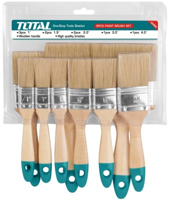 Set 9 pensule pentru vopsit Total - Maner lemn foto
