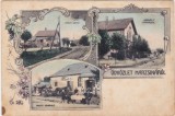 CP Salutari din Margina Udvozlet Marzsina Colaj Gara, Primarie, Restaurant ND(1913)
