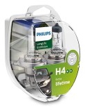 Set 2 becuri auto cu halogen Philips H4 LongLife EcoVision, 12V, 55W