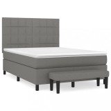 Cumpara ieftin Pat box spring cu saltea, gri inchis, 140x200 cm, textil