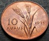 Moneda 10 KURUS - TURCIA, anul 1971 * cod 2799 = UNC!, Europa