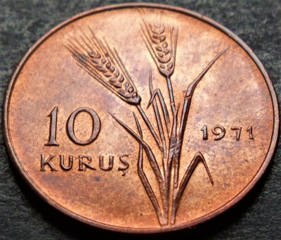 Moneda 10 KURUS - TURCIA, anul 1971 * cod 2799 = UNC! foto