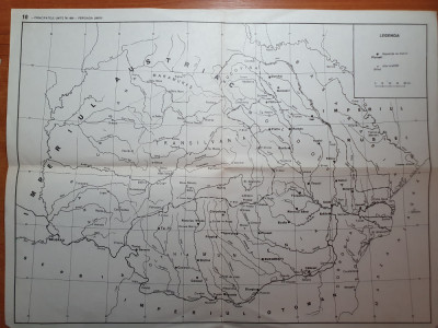 harta principatele unite in 1859 - perioada unirii - din perioada comunista foto