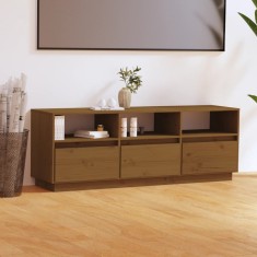 vidaXL Comodă TV, maro miere, 140x37x50 cm, lemn masiv de pin 813433