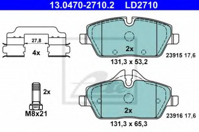 Set placute frana,frana disc BMW Seria 1 Cupe (E82) (2007 - 2013) ATE 13.0470-2710.2 foto