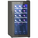 HOMCOM Frigider pentru Vinuri de 15 Sticle cu Geam Anti-UV, Compresor și Rafturi Reglabile, 34,5x45x69 cm, Negru | Aosom Romania