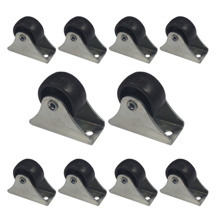 Set 10 Roti pentru patut, negru, roata 28 x 13 mm, suport 42 x 20 mm
