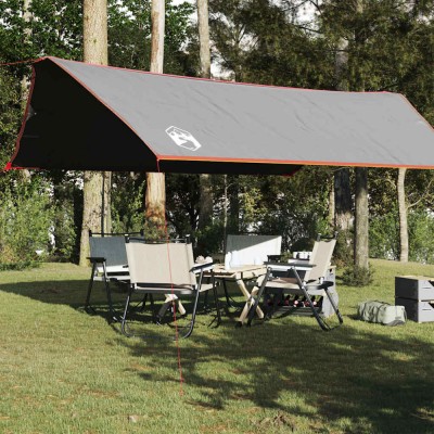 vidaXL Prelată de camping, gri și portocaliu, 500x294 cm, impermeabilă foto