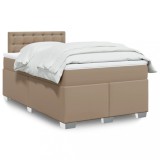 vidaXL Pat box spring cu saltea, cappuccino, 120x200cm piele ecologică 3286119