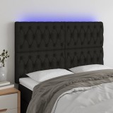Cumpara ieftin Tăblie de pat cu LED, negru, 144x5x118/128 cm, textil