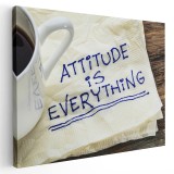 Tablou canvas mesaj motivational pentru atitudine, maro, alb 1241 Tablou canvas pe panza CU RAMA 20x30 cm