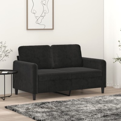 vidaXL Canapea cu 2 locuri, negru, 120 cm, catifea 359437 foto
