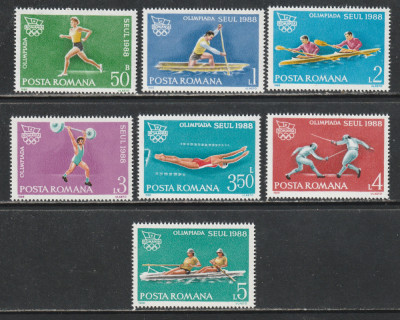 Romania 1988 - #1208 Jocurile Olimpice de Vara Seul 8v MNH foto