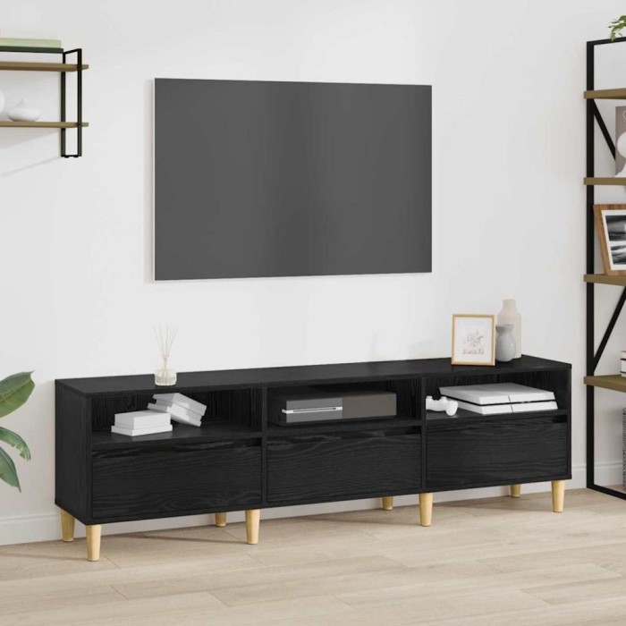vidaXL Cabinet TV Stejar negru 150 x 30 x 45 cm Lemn compozit 879482