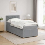 Cumpara ieftin Pat boxspring cu saltea Gri deschis 80 x 200 cm Tesatura