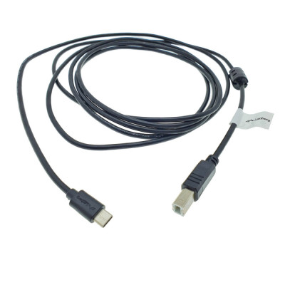 Cablu USB tip C imprimanta USB 2.0, 3 m, Lanberg 42980, USB B la USB-C, cu miez de ferita, negru foto